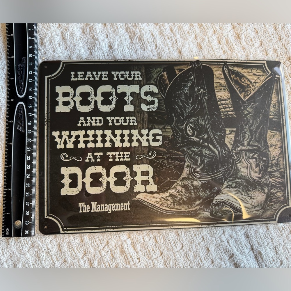 Vintage Western Boots Metal Sign